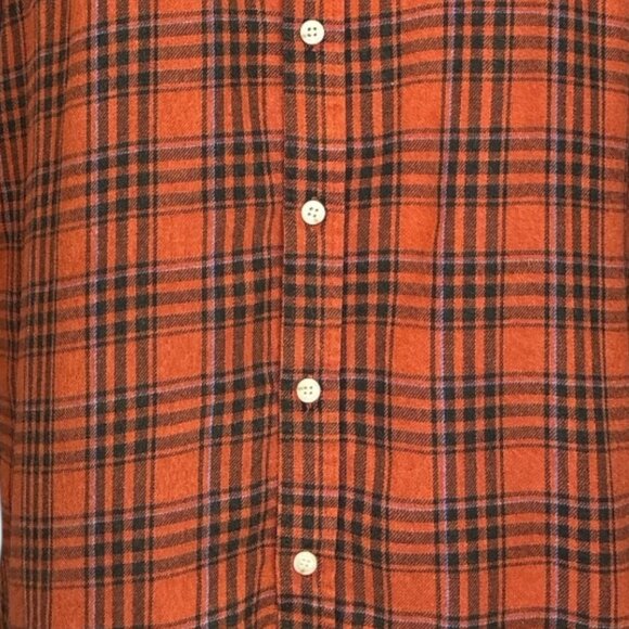 Flannel Boyfriend Fit Button Down Size XXL Long Sleeve Orange Casual Cotton Fall - Picture 5 of 12